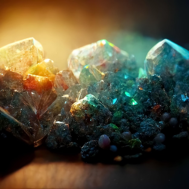 A pile of crystals with the word " gem " on the bottom.