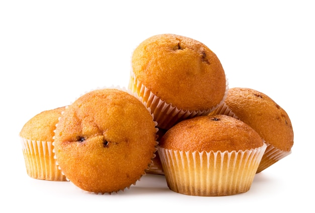 A pile of cupcakes close up. Isolated.