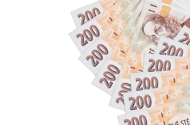 Pile of Czech korun banknotes