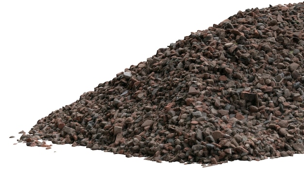 A pile of dark brown bricks on a white background