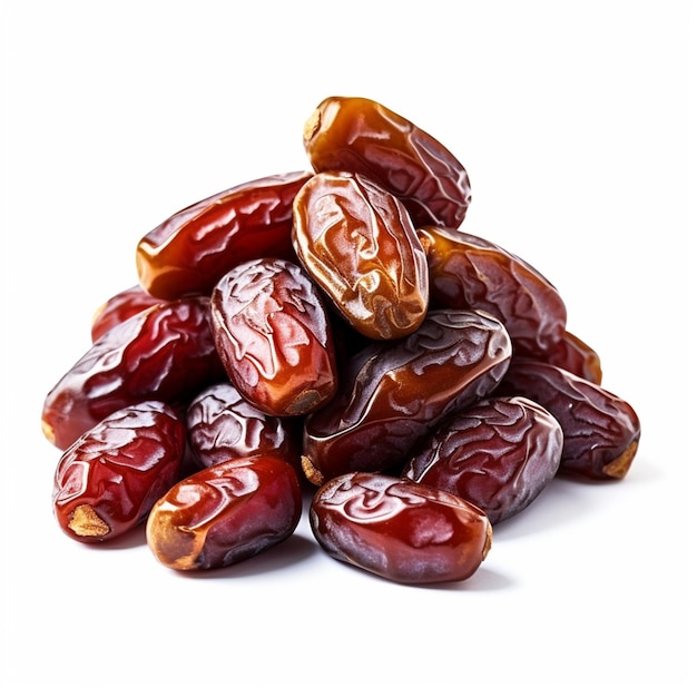 A pile of dates on a white background