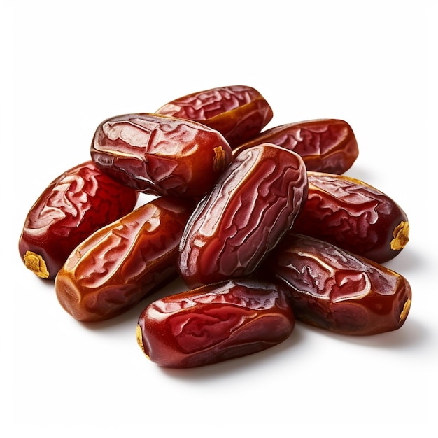 A pile of dates on a white background