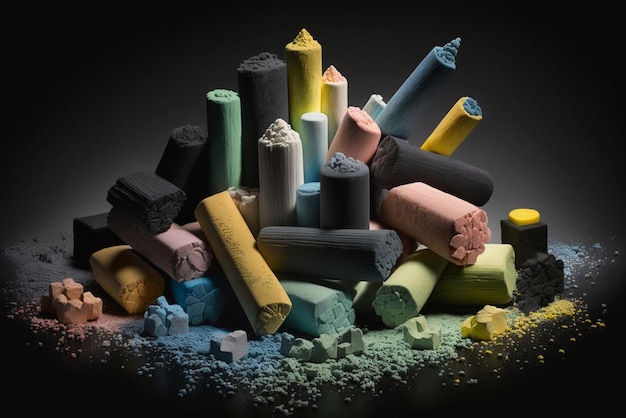 A pile of different colored chalk representing the idea of creativity
