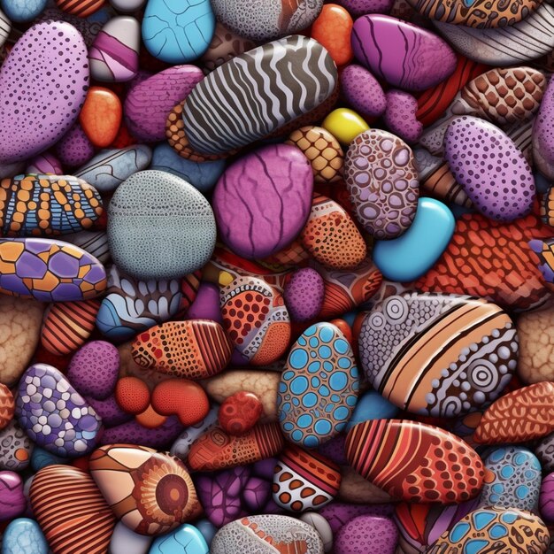 Pile different colored colored rocks pebbles precious illustration picture AI generated art