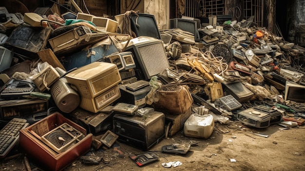 Photo a pile of discarded or unwanted goods ai generated