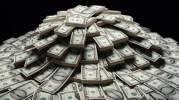 a pile of dollar bills with the word  dollar  on the bottom