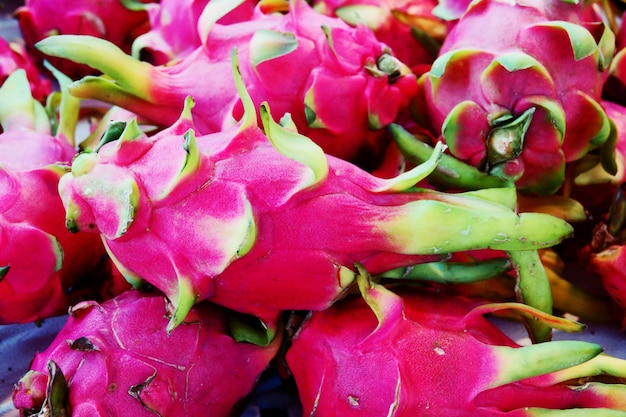 Pile of dragon fruit close up