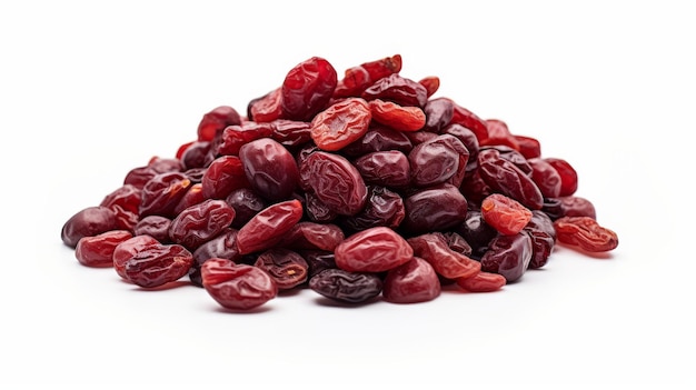 A Pile of Dried Cranberries on a White Background