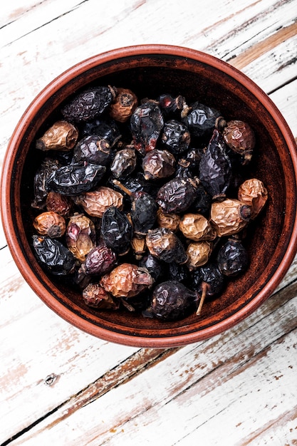 Pile of dried rose hips