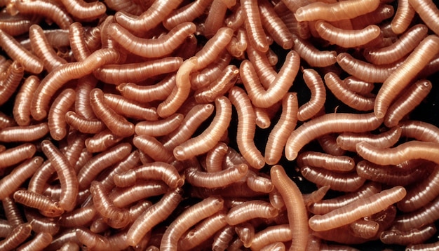 A pile of earthworms on the ground