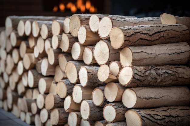 Pile of firewood for heating