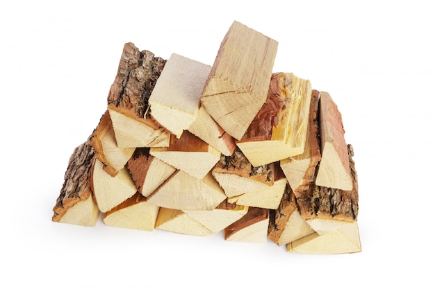 Pile of firewood isolated on white 