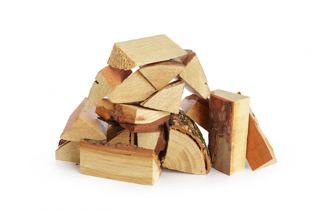 Pile of firewood isolated on white 