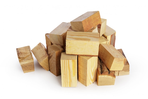 Pile of firewood isolated on white 