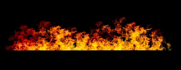 Photo pile of flames on a black background