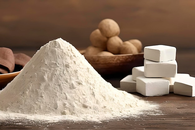 Pile of flour on a table