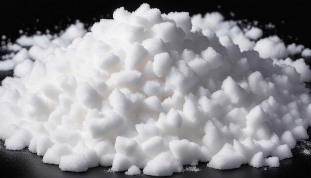 pile of fluffy white snow isolated on a black background