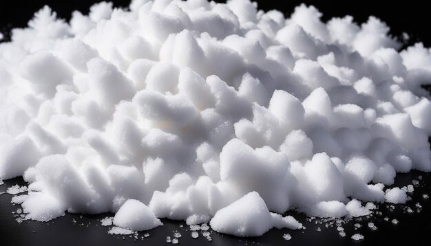 pile of fluffy white snow isolated on a black background