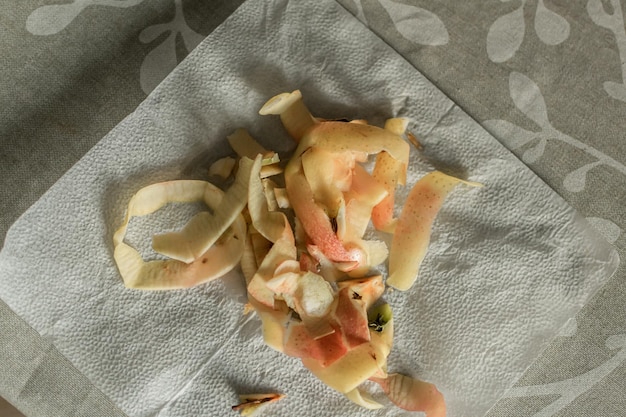 A pile of food on a napkin that says " food " on it.