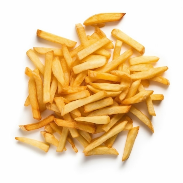 Photo a pile of french fries on a white background