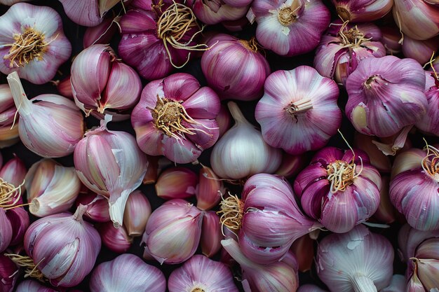 Pile of Fresh Organic Garlic Bulbs with AI generated