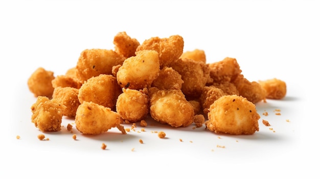 Photo a pile of fried chicken nuggets on a white background