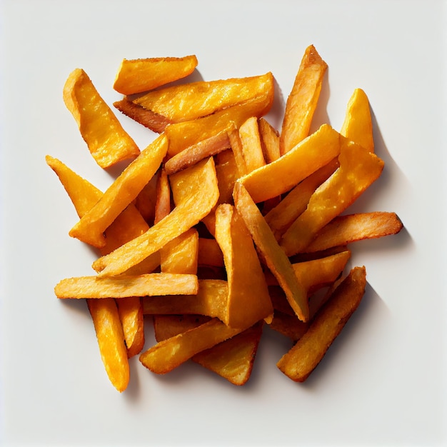 Photo a pile of fries isolated on white background