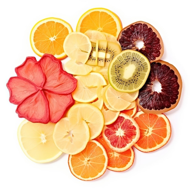 레몬, 레몬, 레몬을 포함한 과일 더미.