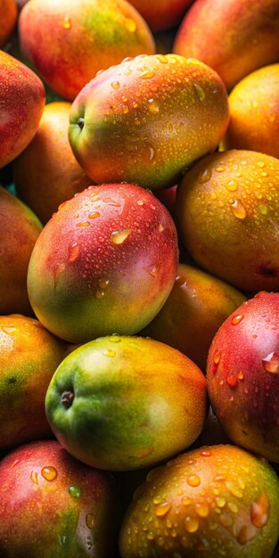 Photo a pile of fruit including one that has a red and green color