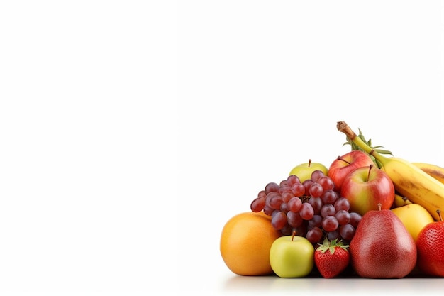 Photo a pile of fruit including a woman and a man with a banana