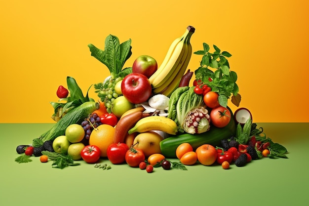 A pile of fruits and vegetables