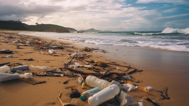 Куча мусора на пляже Пляжный мусор