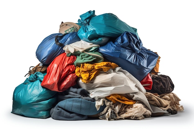 Pile of garbage isolated on white or transparent background AI Generated
