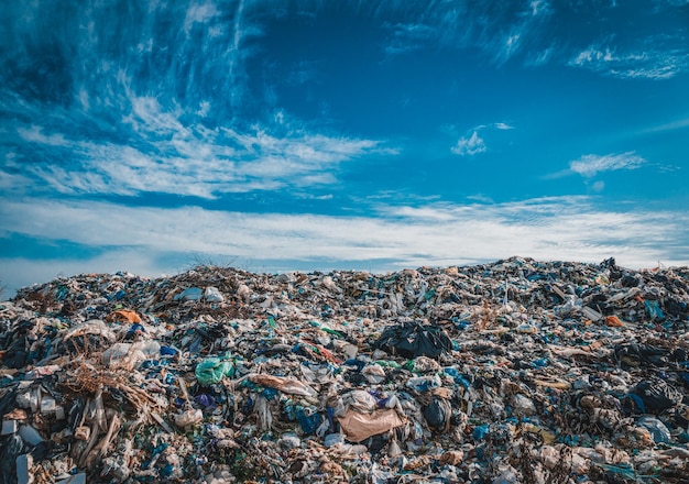 Photo pile of garbage. landfill garbage dump