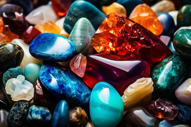 Pile of gemstones and crystals