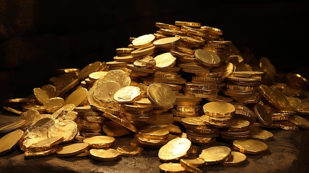 куча золотых монет со словом " золото "