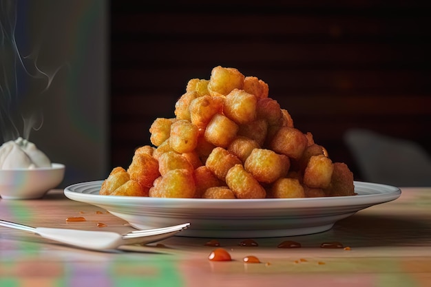 Photo a pile of golden brown tater tots