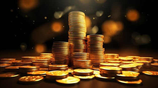 Pile of Golden Coins on a Table