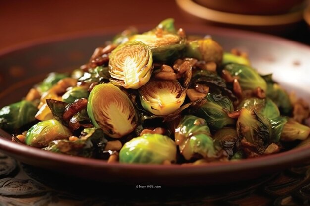 A pile of goldenbrown roasted Brussels sprouts