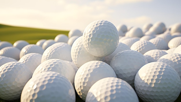 Pile of golf balls3d concept