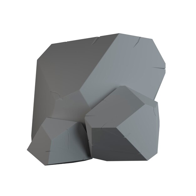 A pile of gray stones isolated on a white background 3d render