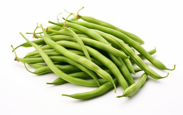 A Pile of Green Beans on a White Table