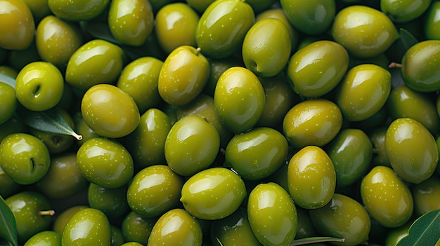 A pile of green olives