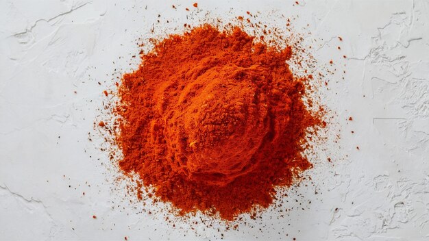 Pile of ground paprika isolated on white background