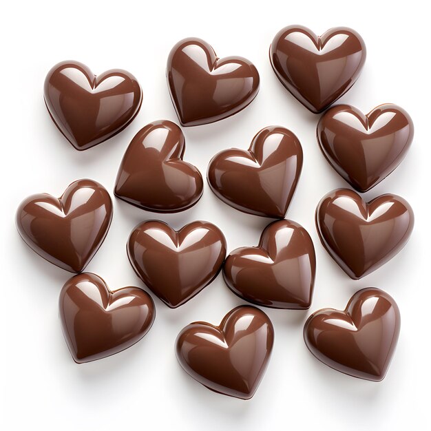 Photo pile of hearts symbol chocolate generated ai