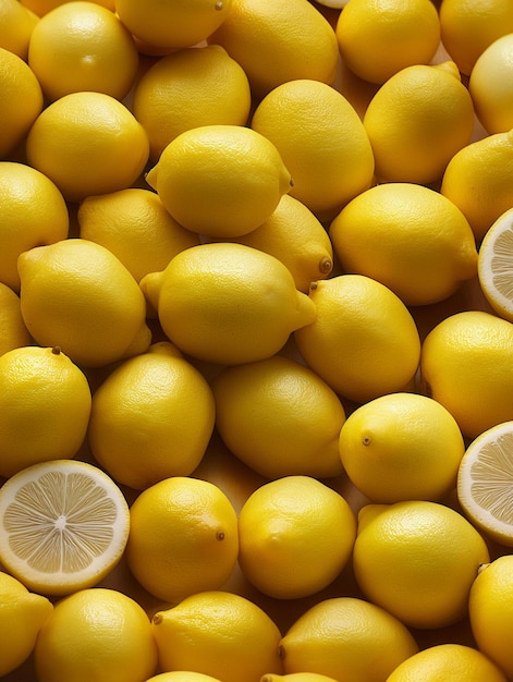 a pile of lemons with lemons on them