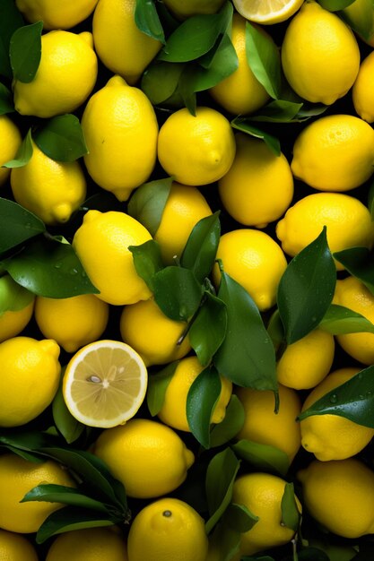 Куча лимонов с одним разрезом пополам