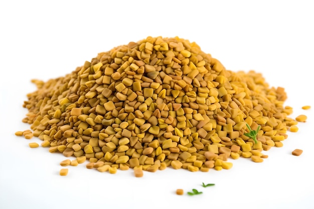 A pile of lentils on a white background