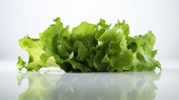 A pile of lettuce on a white surface