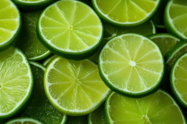 A pile of lime slices sitting on top of each other generative AI